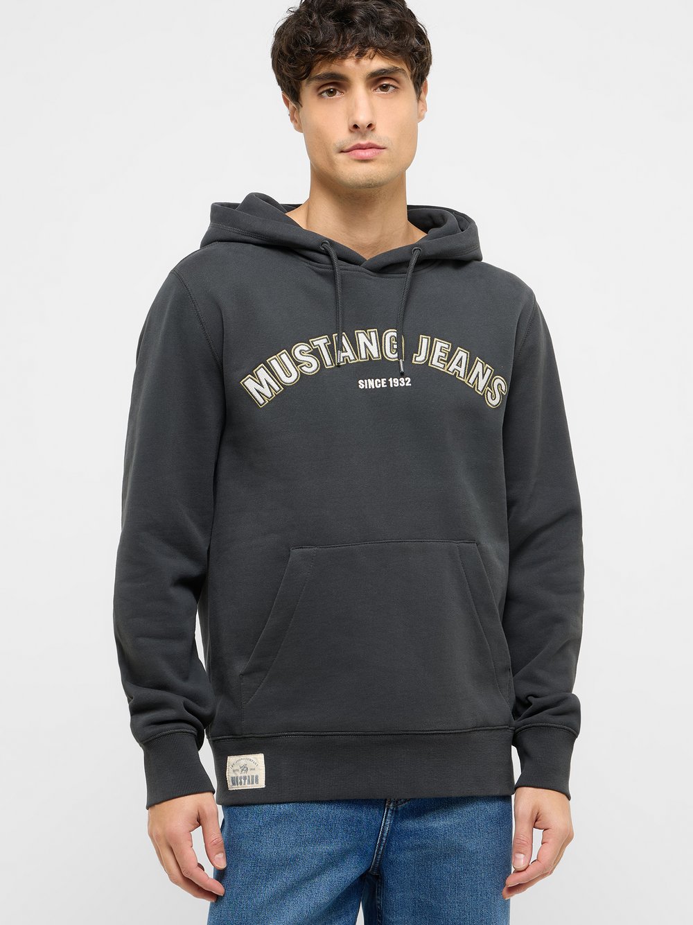 Mustang Kapuzenpullover Herren Baumwolle grau, XXXL