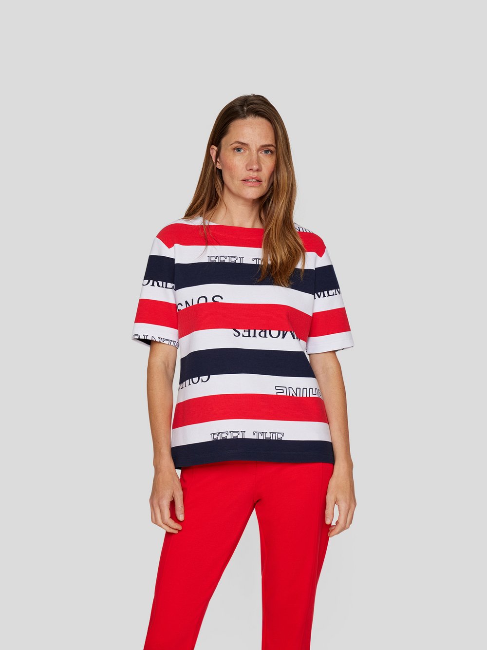 Thumbnail - RABE T-Shirt Damen Baumwolle rot gestreift, 44