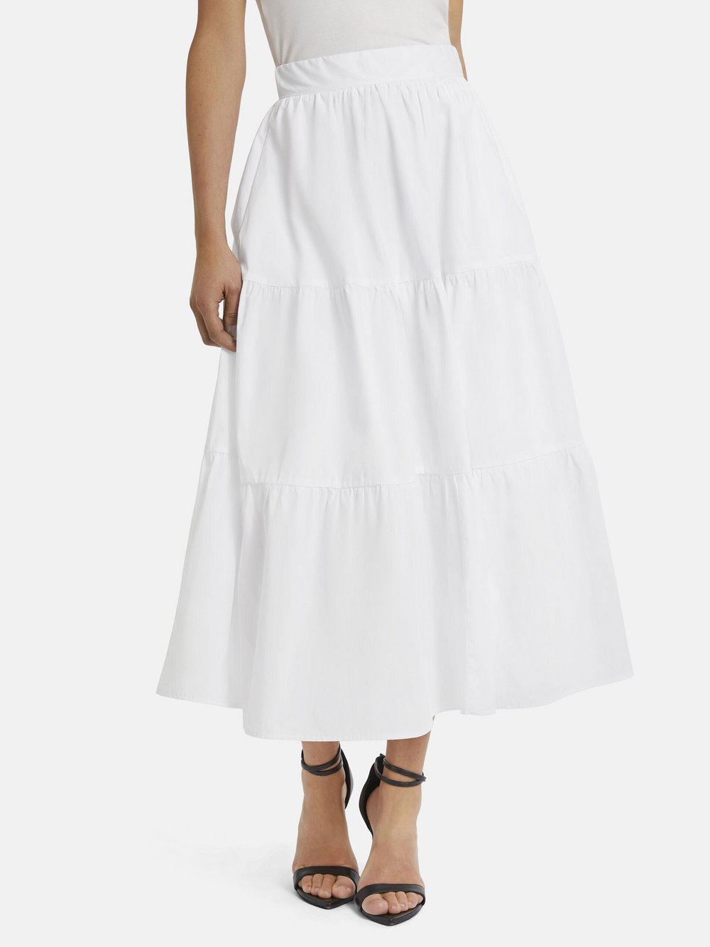 Nicowa Stufenrock Damen Baumwolle weiß, 36