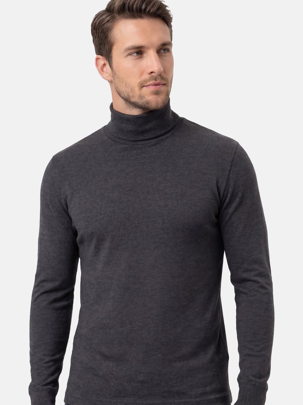 Thumbnail - Ragman Rollkragenshirt Herren Baumwolle grau, S