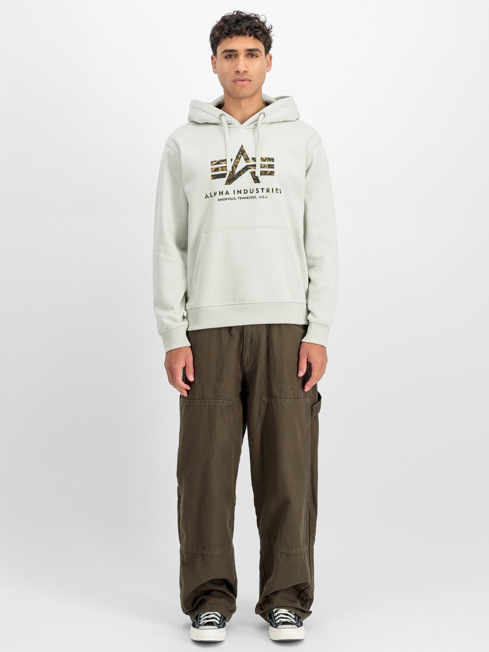 Alpha Industries Kapuzensweatshirt Herren Baumwolle grau bedruckt, XL