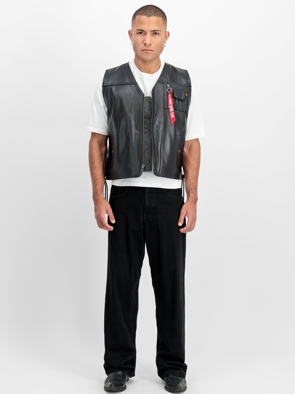 Alpha Industries Weste Herren Leder schwarz, S