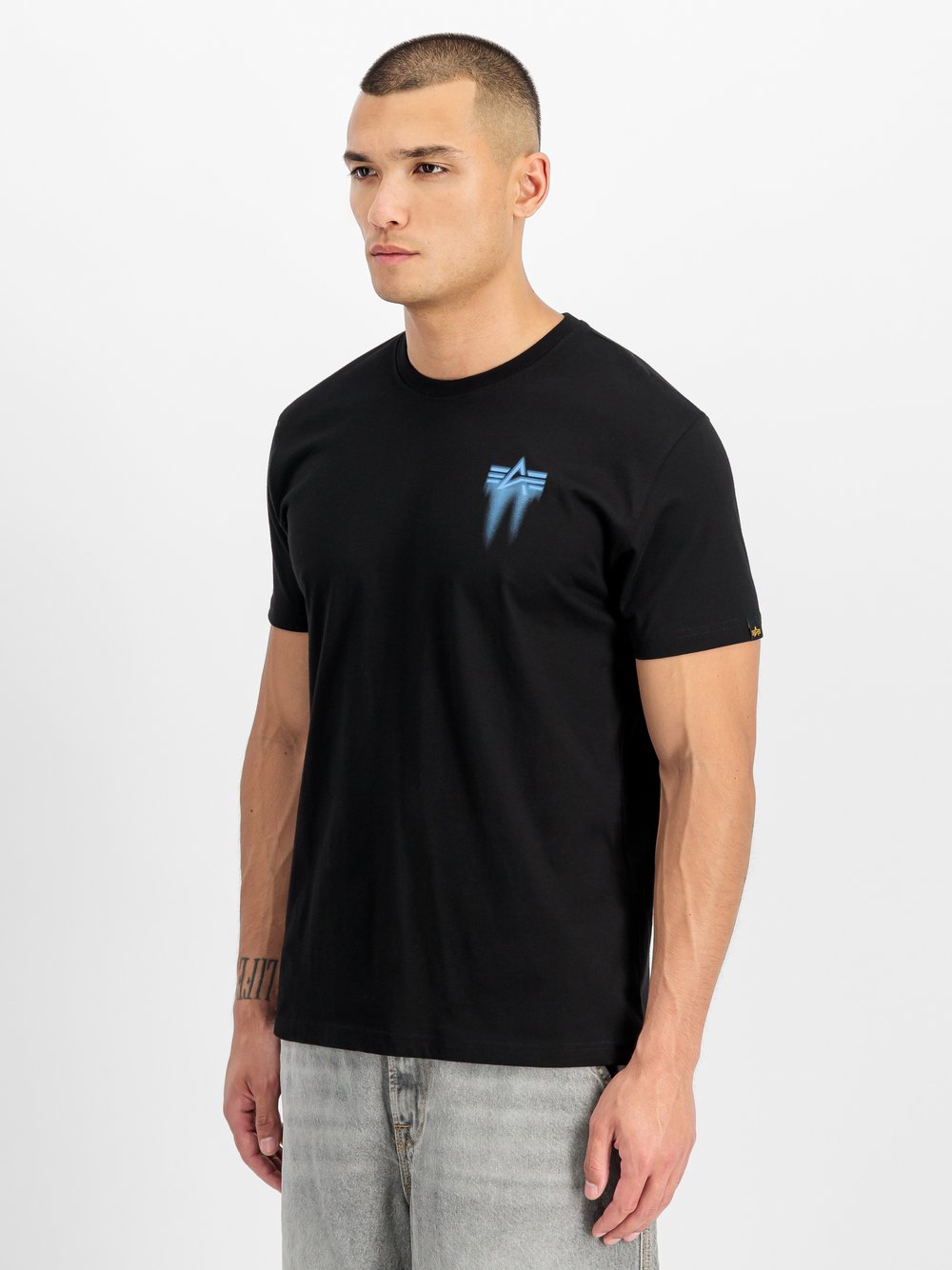 Alpha Industries T-Shirt Herren Baumwolle schwarz bedruckt, L