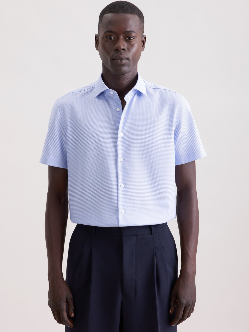 Seidensticker Business Hemd Herren Slim Fit Baumwolle blau strukturiert, 41