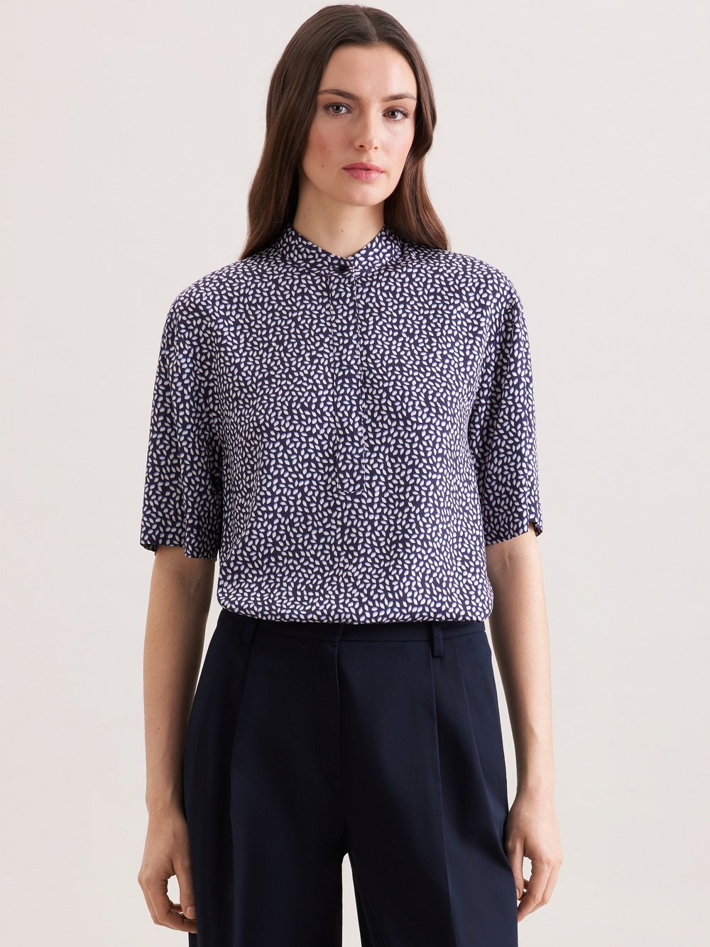 Seidensticker Kurzarmbluse Damen Viskose blau bedruckt, 34