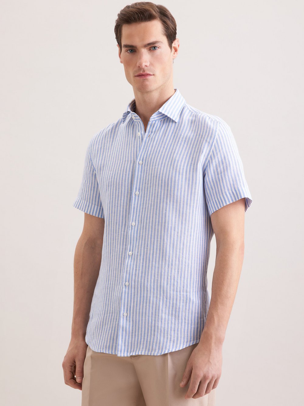 Thumbnail - Seidensticker Leinenhemd Herren Slim Fit blau gestreift, 38