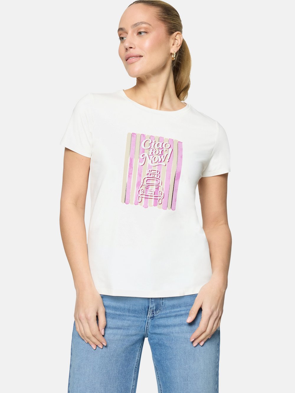 zero Printshirt Damen Baumwolle weiß, 36