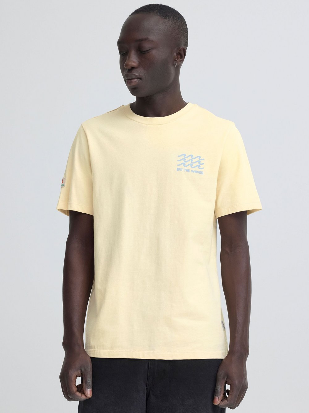 Thumbnail - BLEND Rundhalsshirt Herren Baumwolle beige bedruckt, L