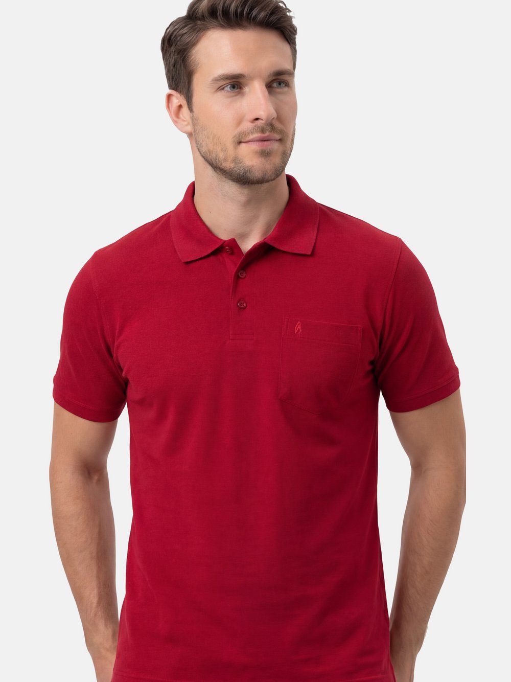 Thumbnail - Ragman Poloshirt Herren Baumwolle rot, M