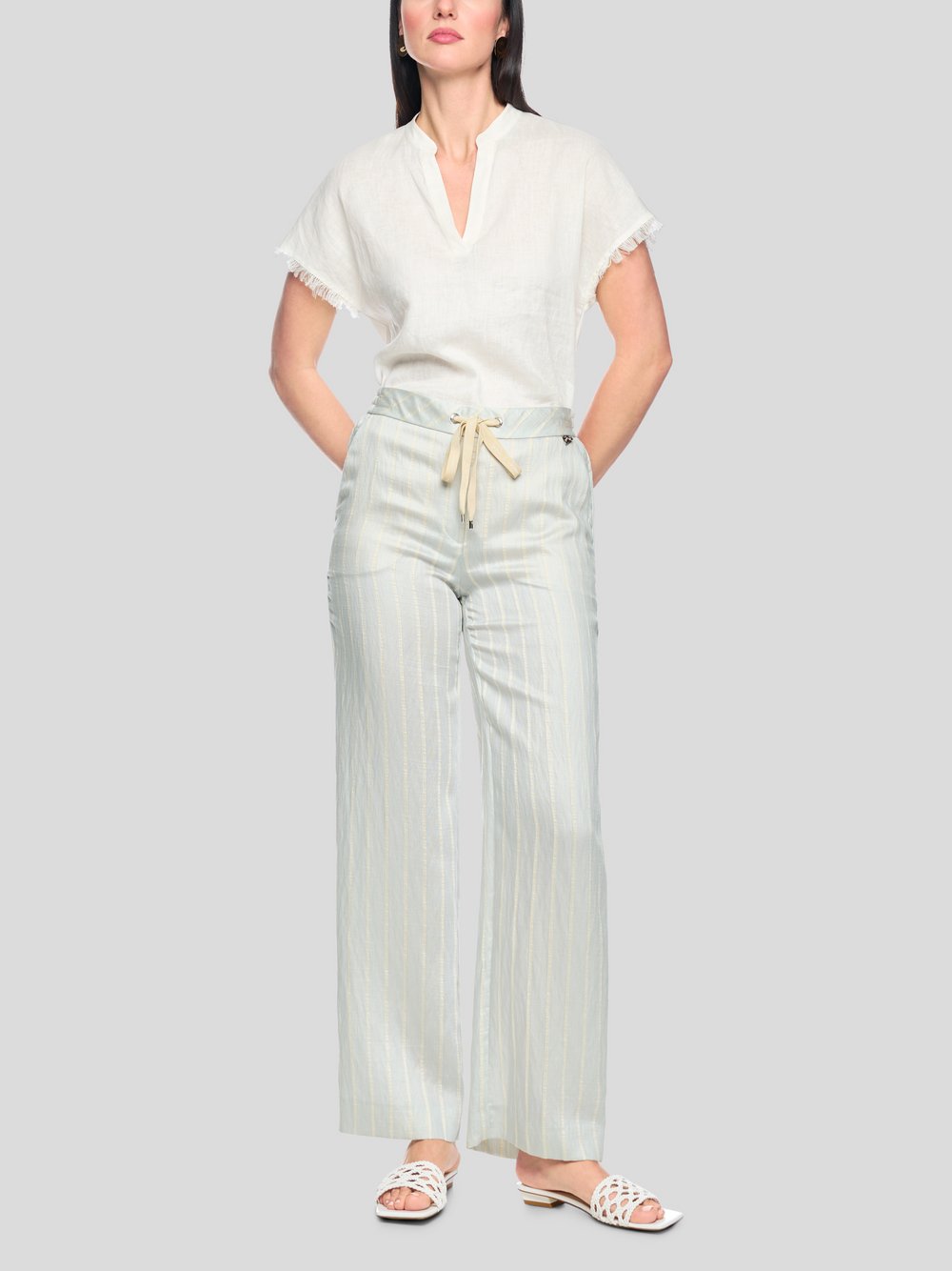 Marc Cain Hose Damen Lyocell blau gestreift, 40