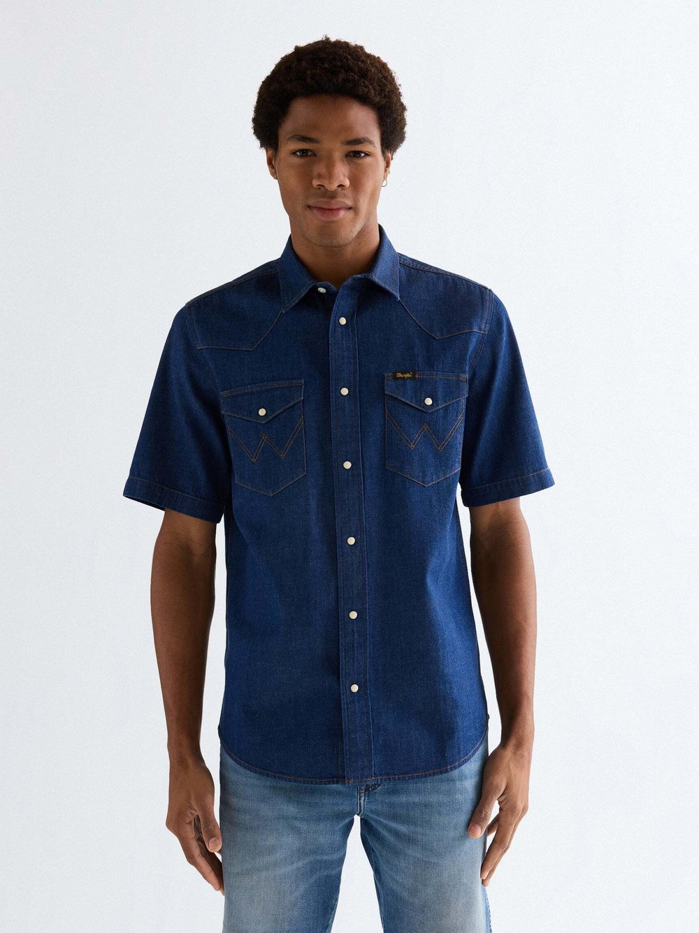 VAN GRAAF Wrangler Herren Indigo Jeanshemd Regular Fit Blau, Extra Groß