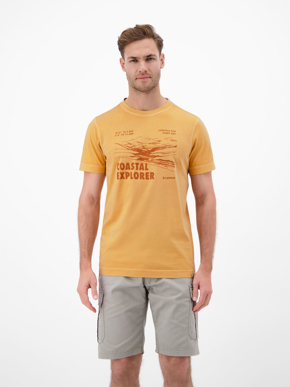 LERROS T-Shirt Herren Baumwolle orange, S