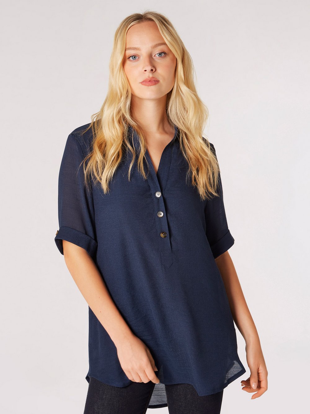 VAN GRAAF Apricot Damen Marine Bluse Viskose Blau, Größe 34