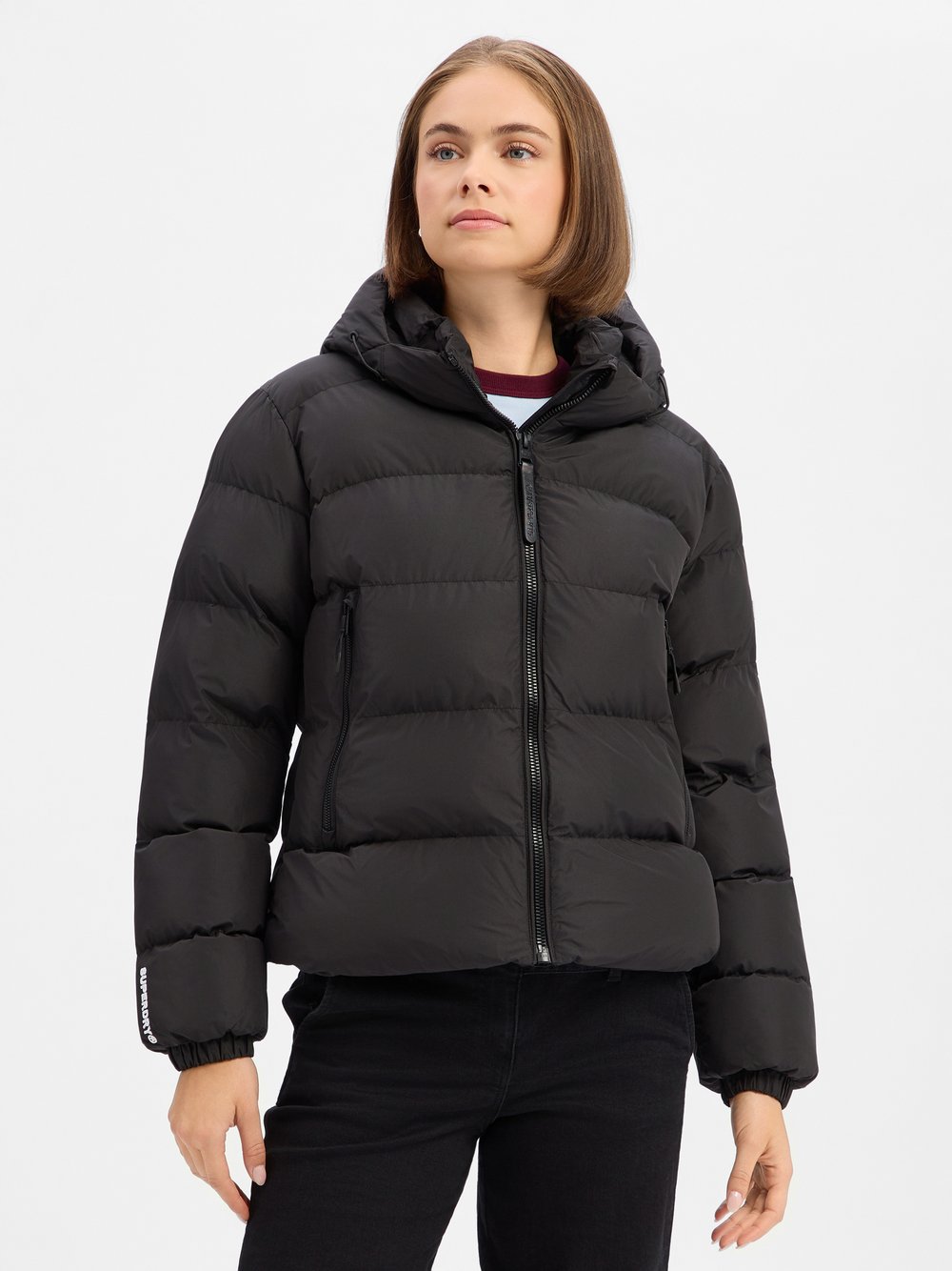 Joom Superdry Damen Schwarz Kapuzen-Sport-Daunenjacke Wasserabweisend Cm - Bild 4