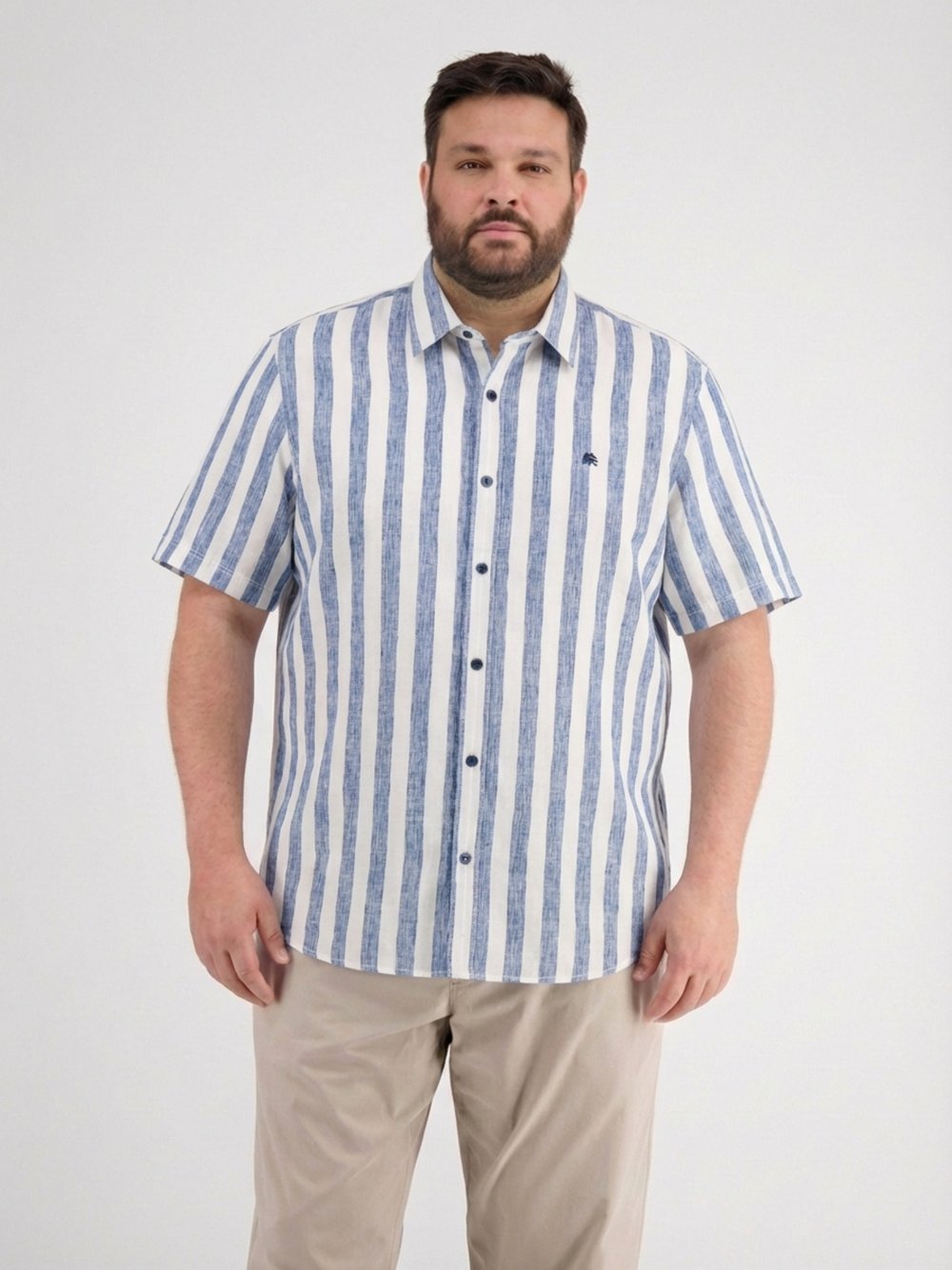 LERROS Kurzarmhemd Herren Regular Fit Baumwolle blau gestreift, 4XL