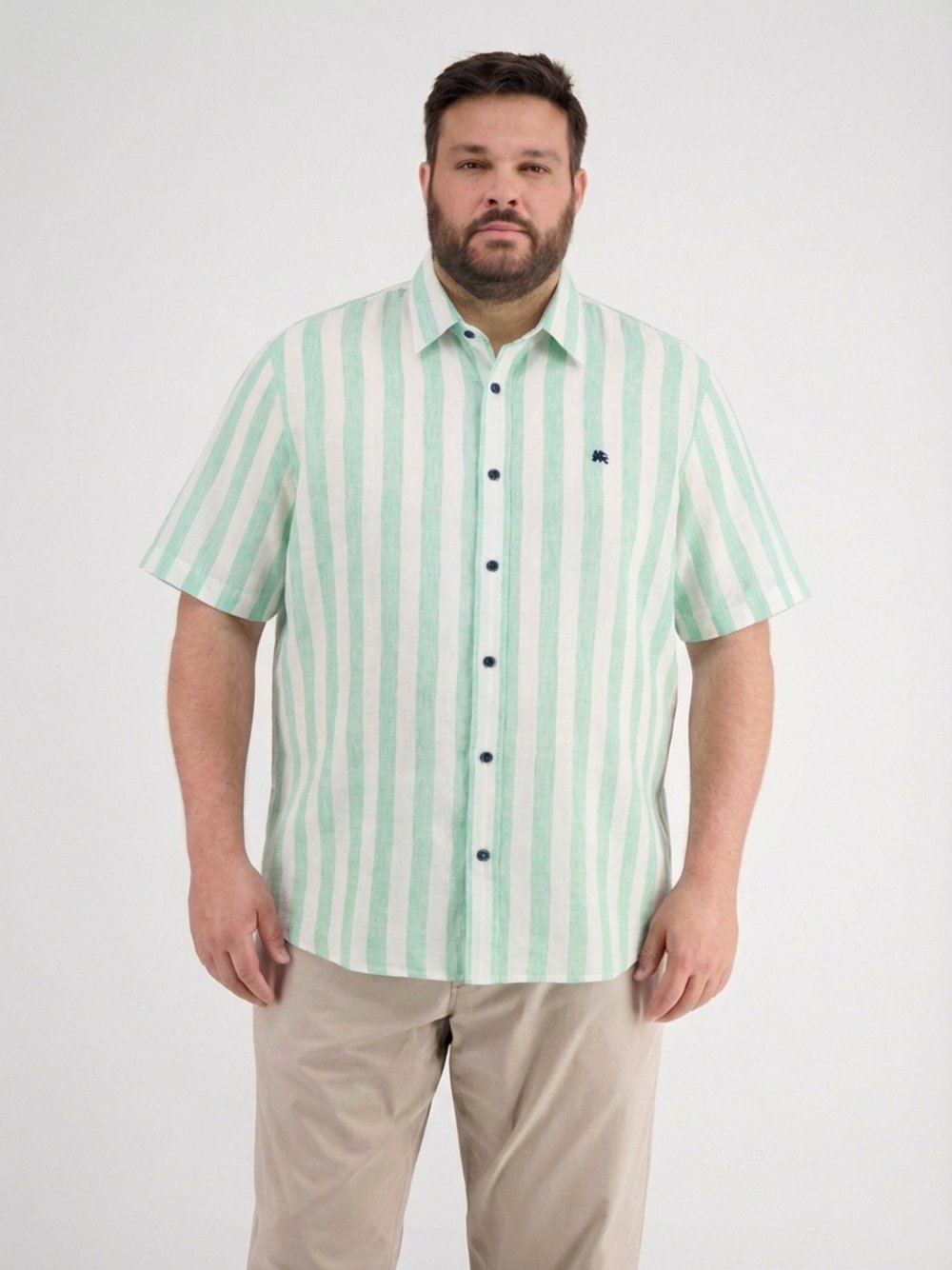 LERROS Kurzarmhemd Herren Regular Fit Baumwolle grün gestreift, XXXL