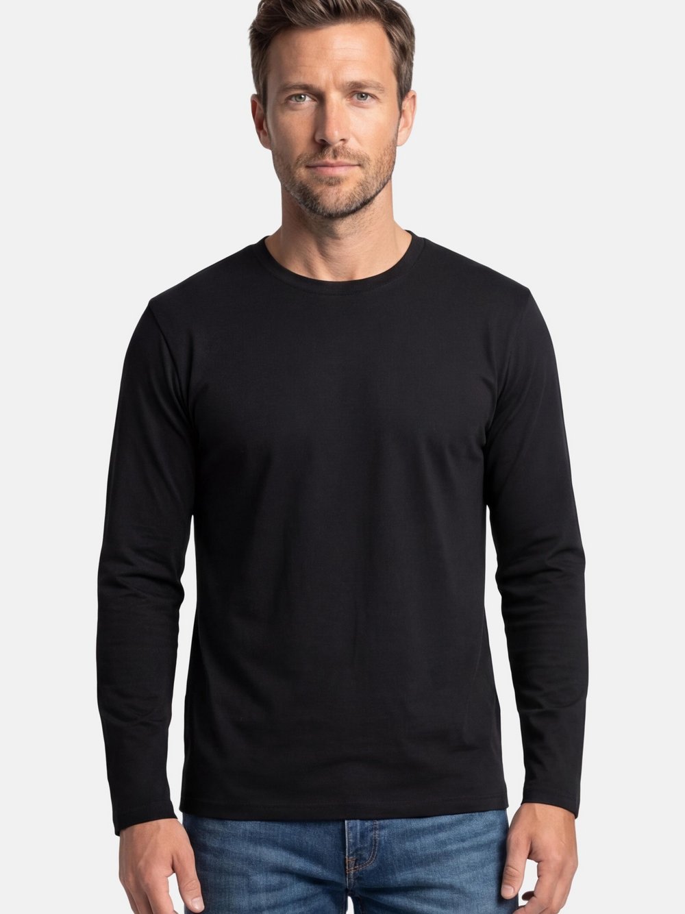 Ragman Langarmshirt Herren Baumwolle schwarz, S