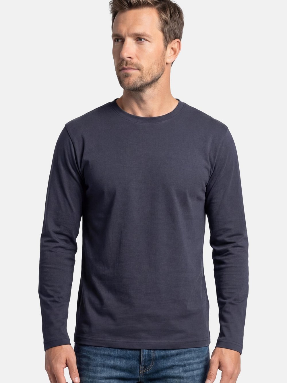 Thumbnail - Ragman Langarmshirt Herren Baumwolle blau, L