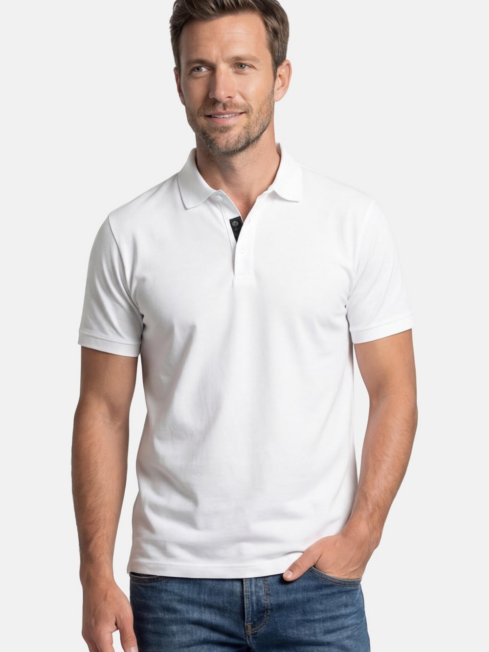 Thumbnail - Ragman Poloshirt Herren Baumwolle weiß, M