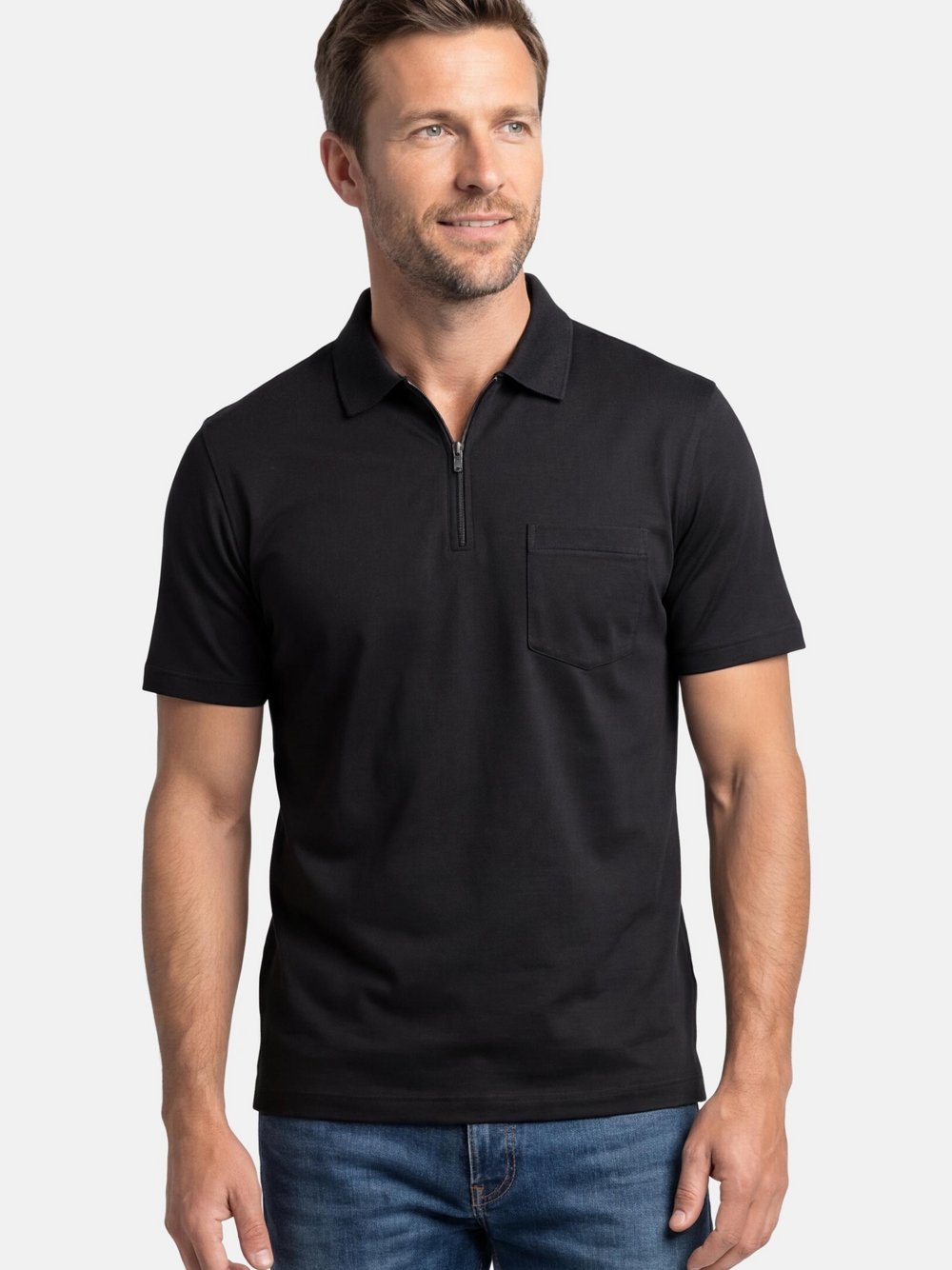 Thumbnail - Ragman Poloshirt Herren Baumwolle schwarz, L