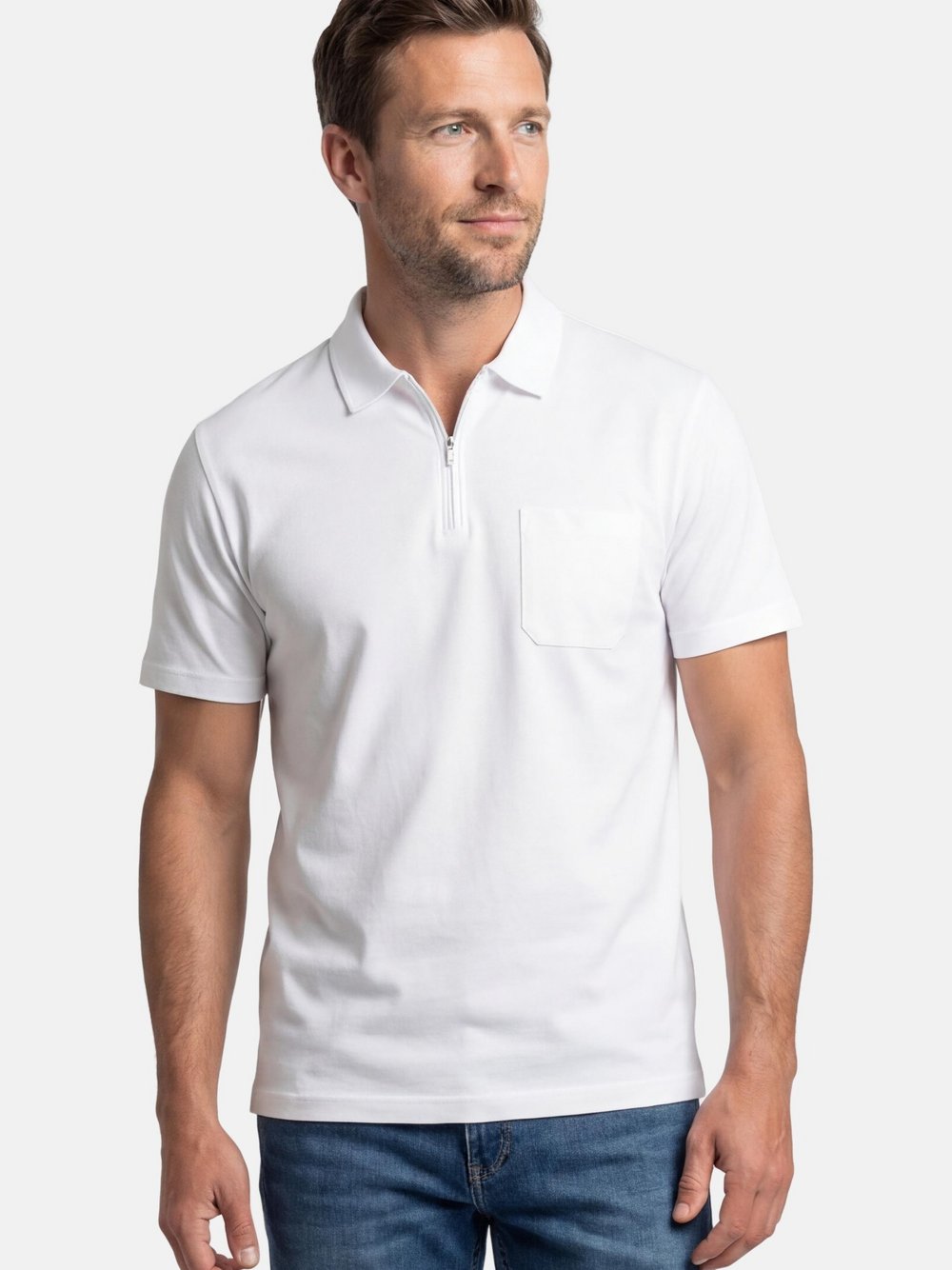 Thumbnail - Ragman Poloshirt Herren Baumwolle weiß, M