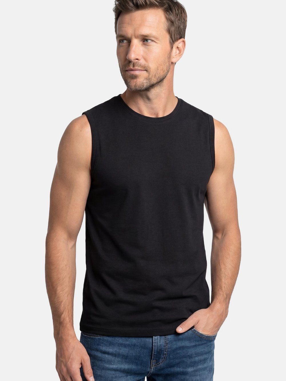 Ragman Unterhemd Herren Baumwolle schwarz, S