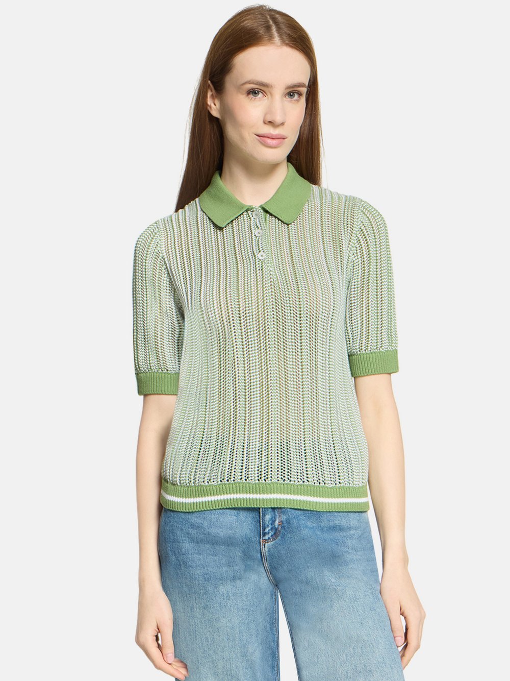 Cartoon Strickpullover Damen Baumwolle grün, 34