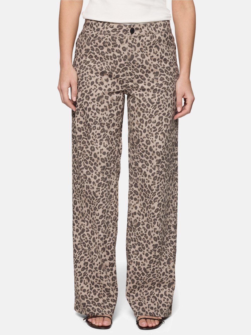 zero Leo-Hose Damen Baumwolle beige bedruckt, 40