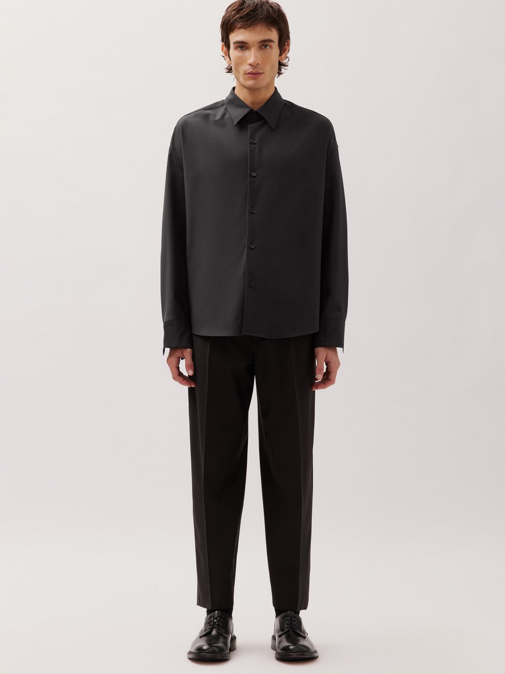 Studio Seidensticker Fashion-Hemd Herren Modern Fit Wolle schwarz, M