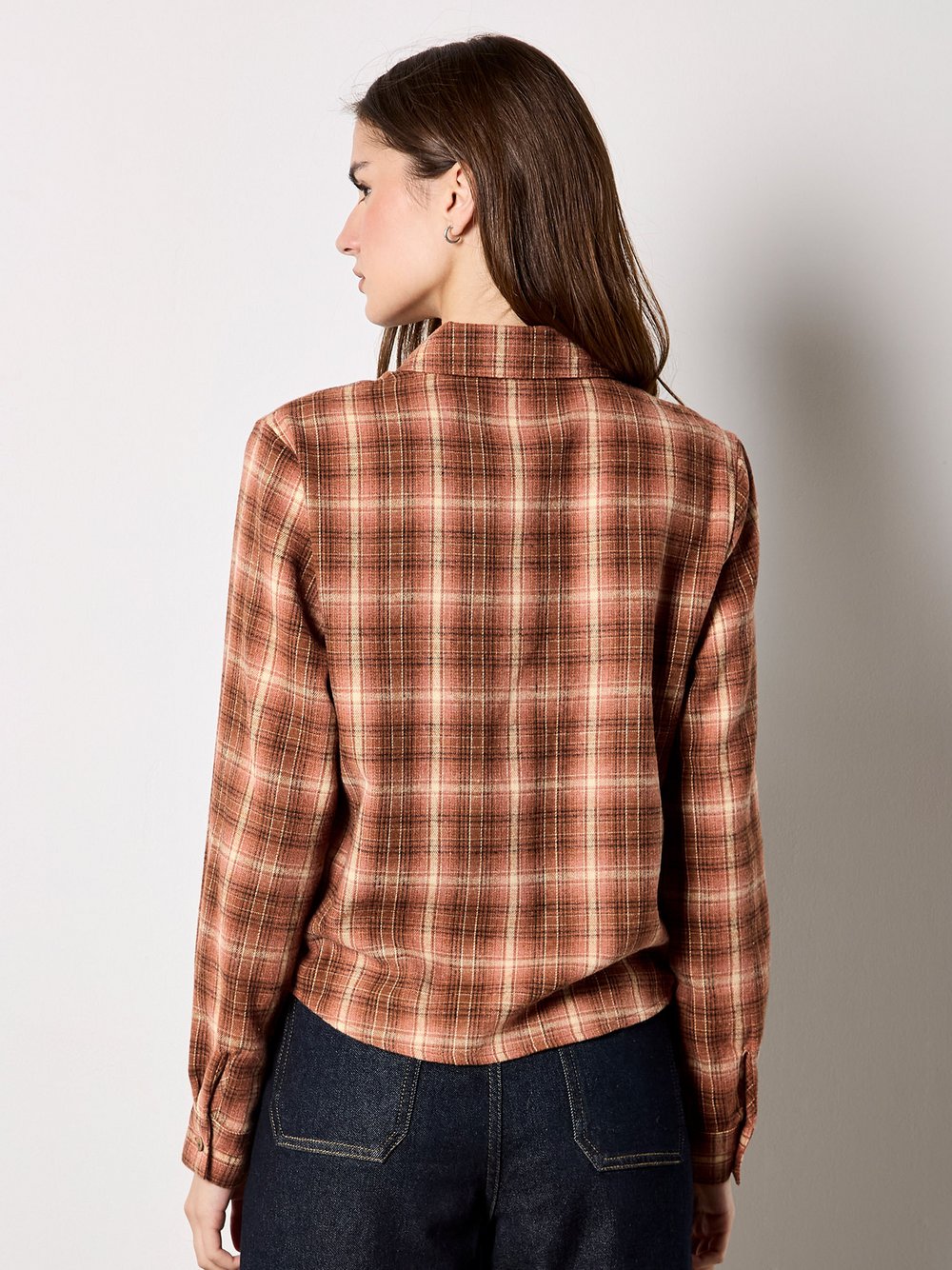 Thumbnail - Apricot Hemdbluse Damen braun kariert, 42