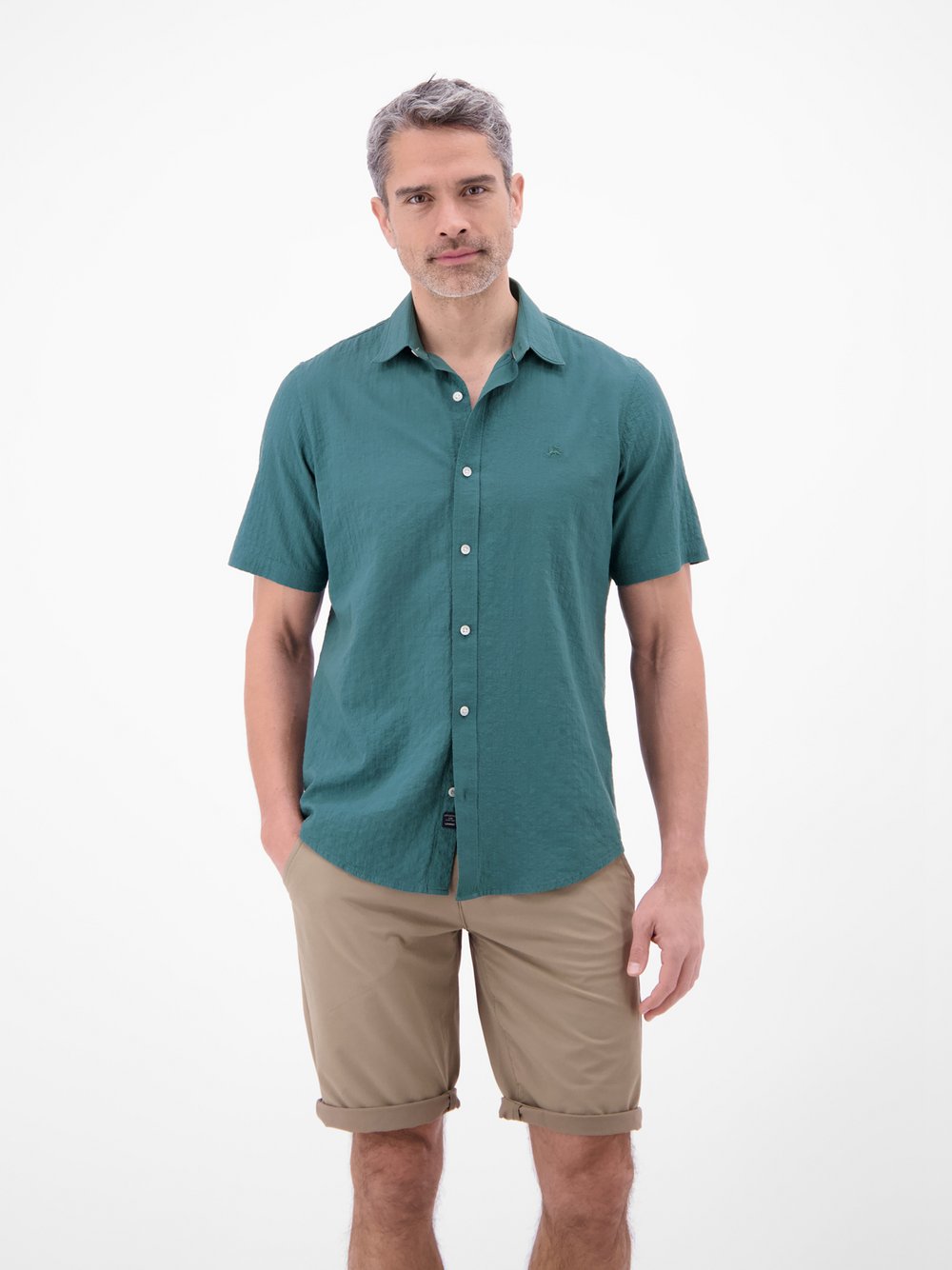 Thumbnail - LERROS Kurzarmhemd Herren Regular Fit Baumwolle grün, L