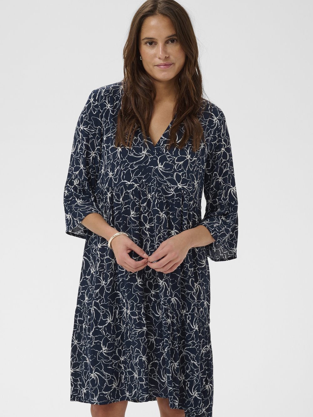 Kaffe Damen Midnight Marine Chalk Flower Midikleid "Damen Kleid Kaellen" erhältlich in Größe von Baur - Bild 3