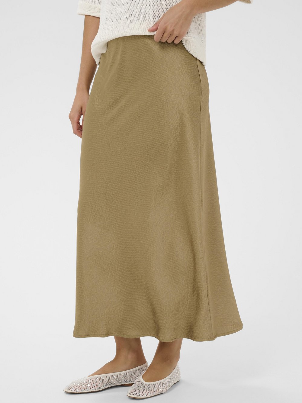 Kaffe Damen Braun Midirock "Damen Freizeitrock Kalotte", Gr. 36, Beige (Petrified Oak), Obermaterial: 100% Polyester Pes., Röcke - Bild 3