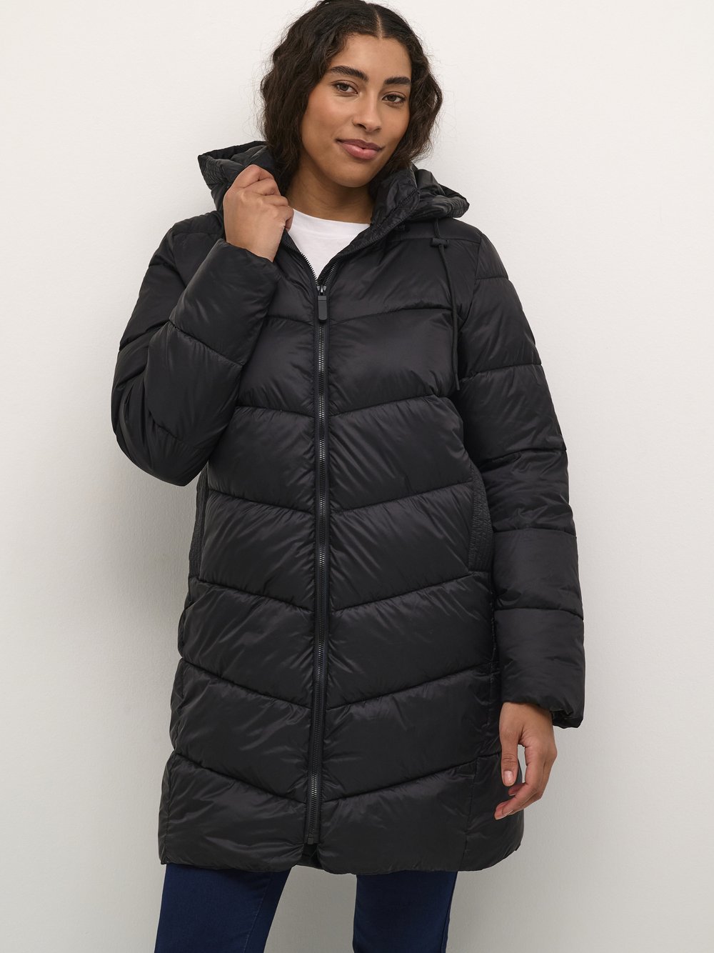Kaffe Damen Schwarz Lange Daunenjacke Susanne - Bild 3