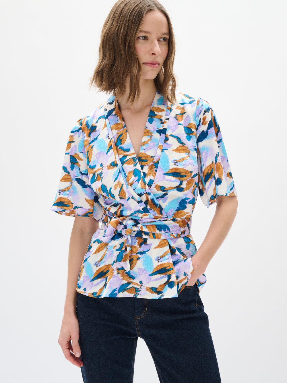 Inwear Kurzarmbluse SendraIW Damen mehrfarbig gemustert, 42