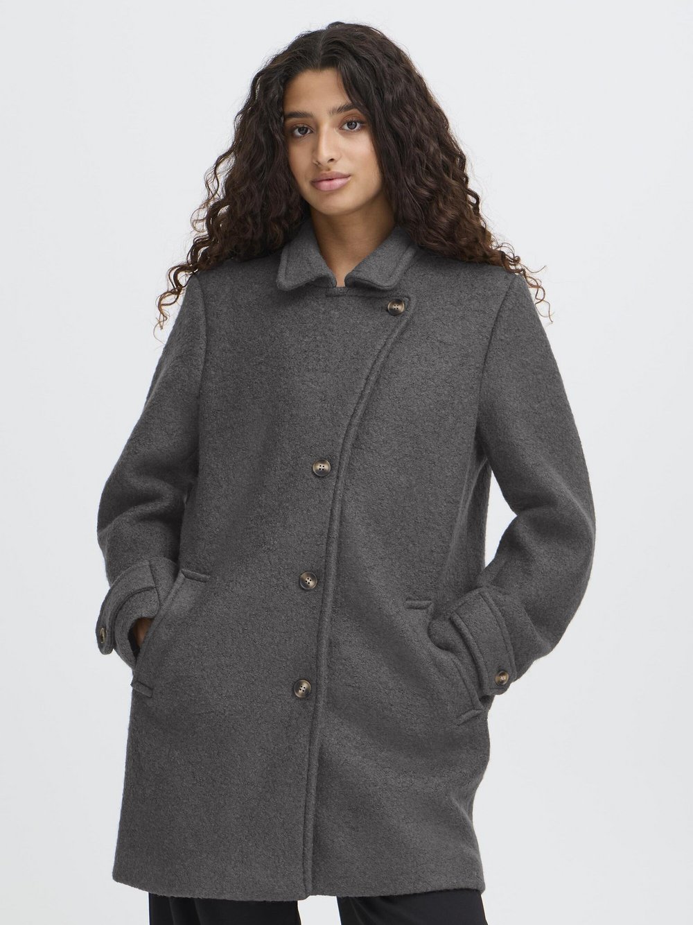 Thumbnail - Ichi Mantel IHSTIPA Damen Wolle grau, 38