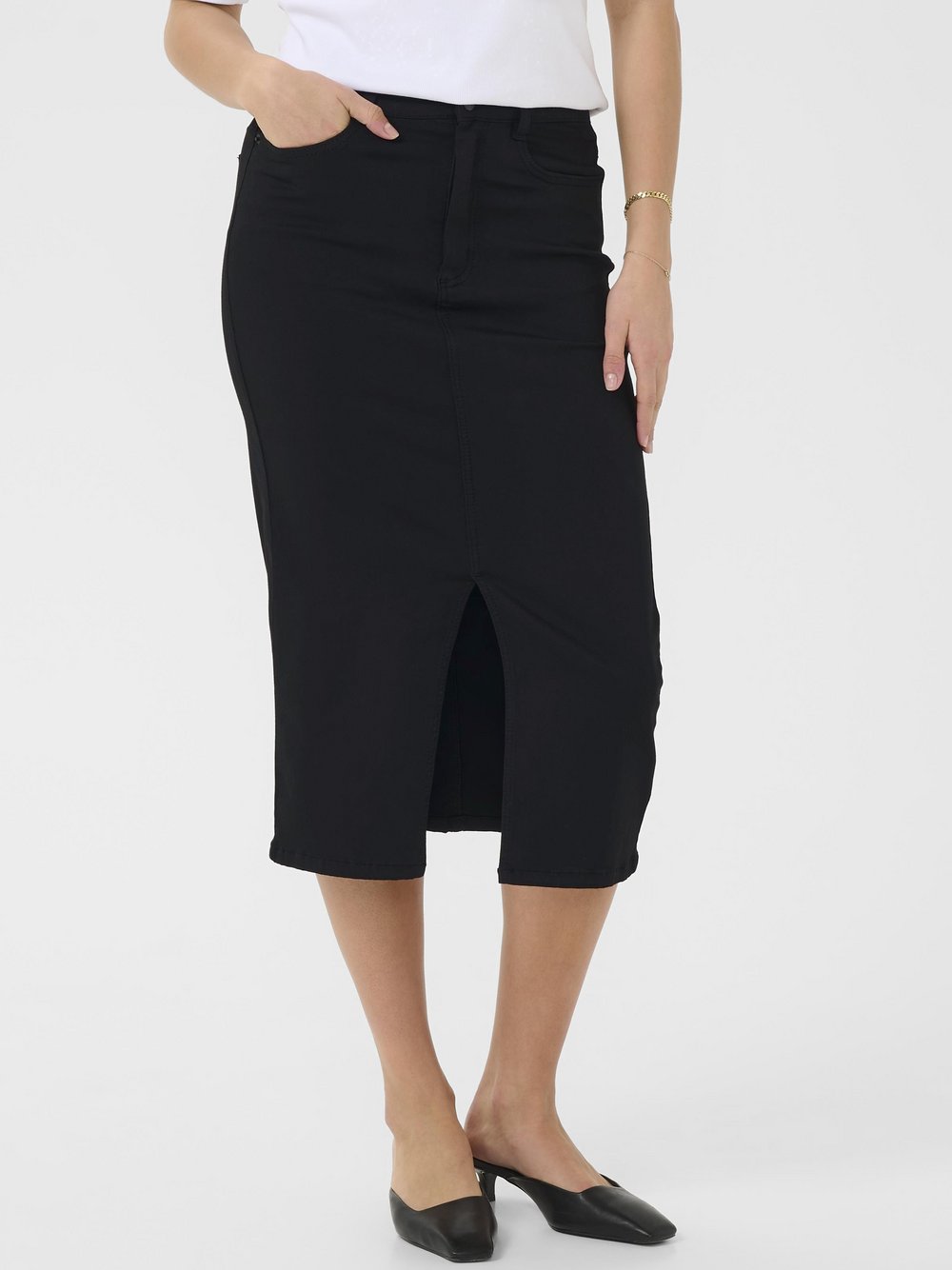 Kaffe Denimrock KAdima Hohe Taille Damen schwarz, 42