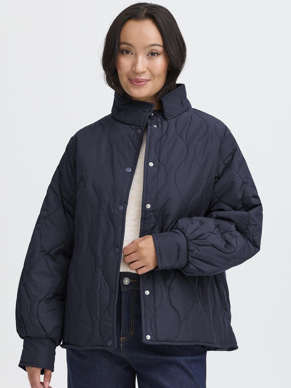 Thumbnail - fransa Jacke FREGIA Damen blau strukturiert, XL