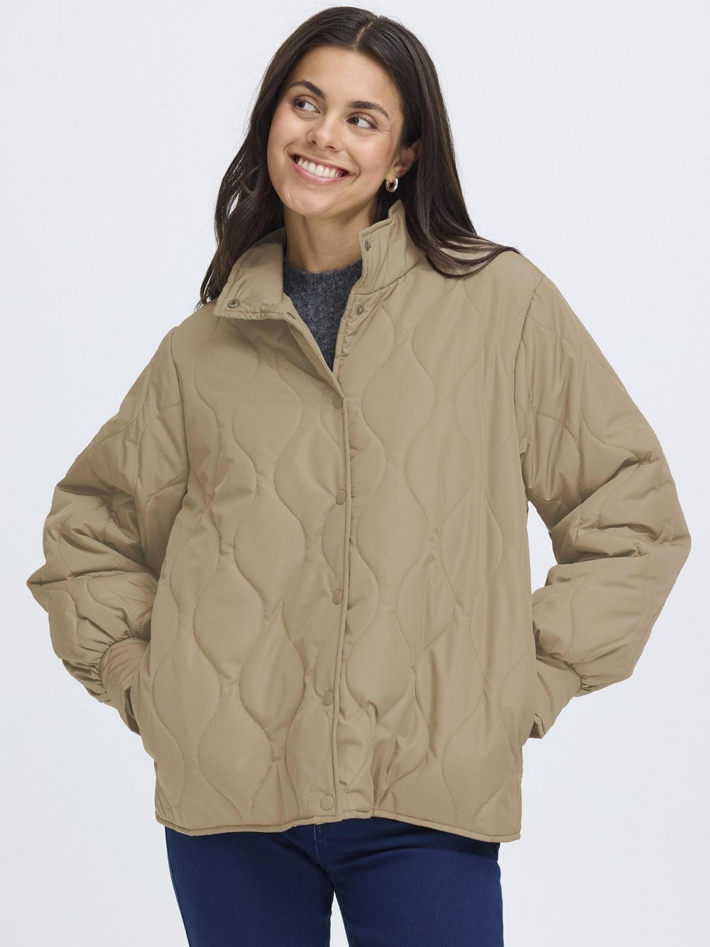 fransa Jacke FREGIA Damen beige strukturiert, M
