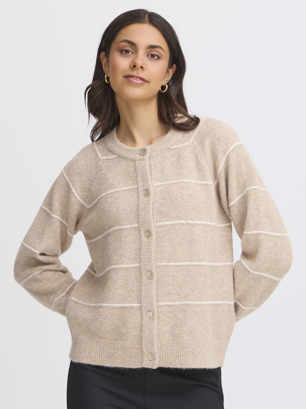 fransa Strickjacke FRKENDRA Damen beige gestreift, M