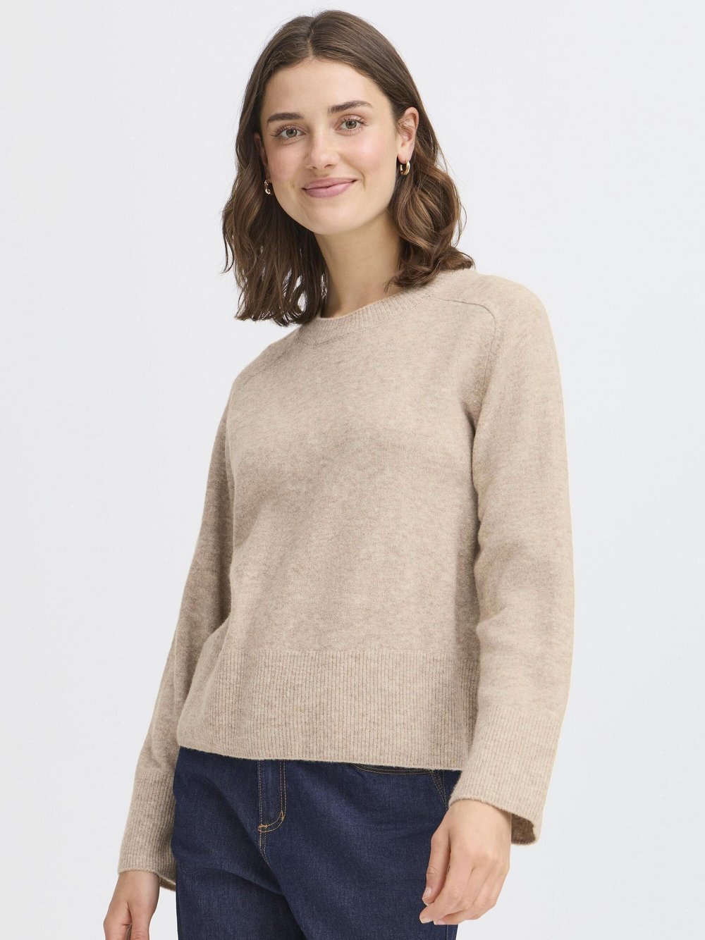 Thumbnail - fransa Strickpullover FRNOAH Damen beige strukturiert, M