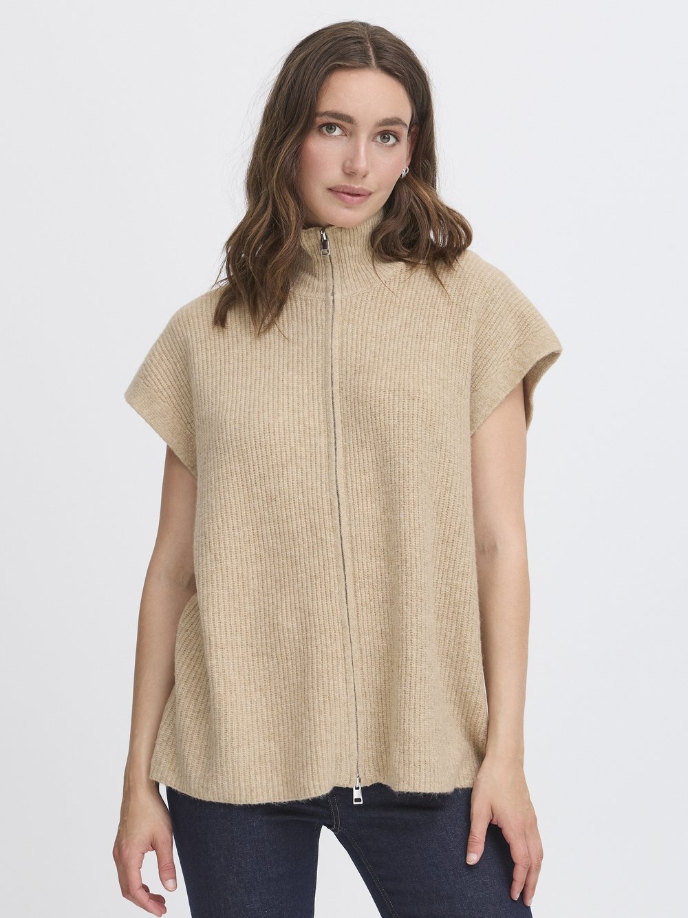 Thumbnail - Ichi Strickweste IHDUCIE Damen beige, M