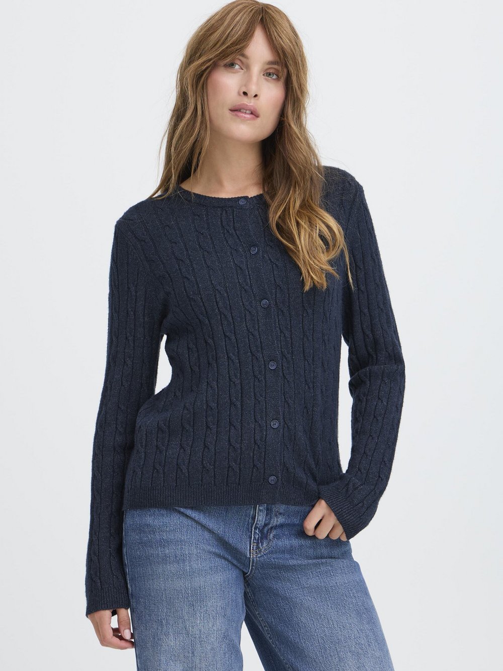 Thumbnail - PULZ Jeans Strickjacke PZSTEFFI Damen Viskose blau, XL