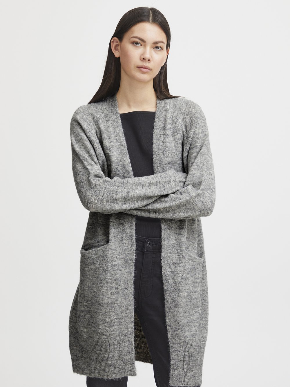 Ichi Strickjacke IHKAMARA Damen grau, S