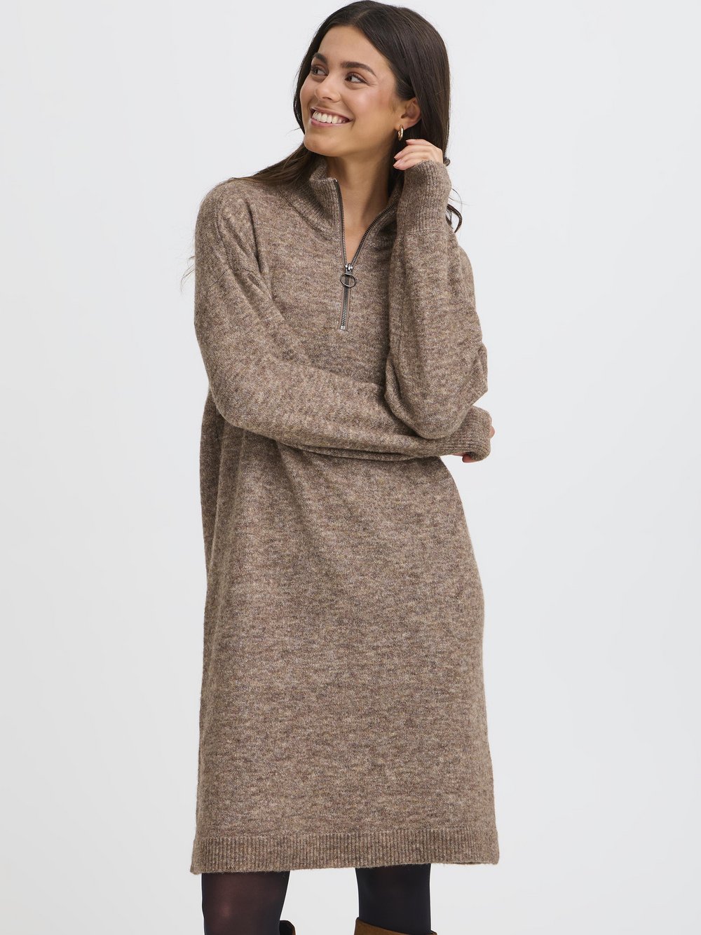 Fransa Damen Beige Pulloverkleid Sanny 1 - Bild 3