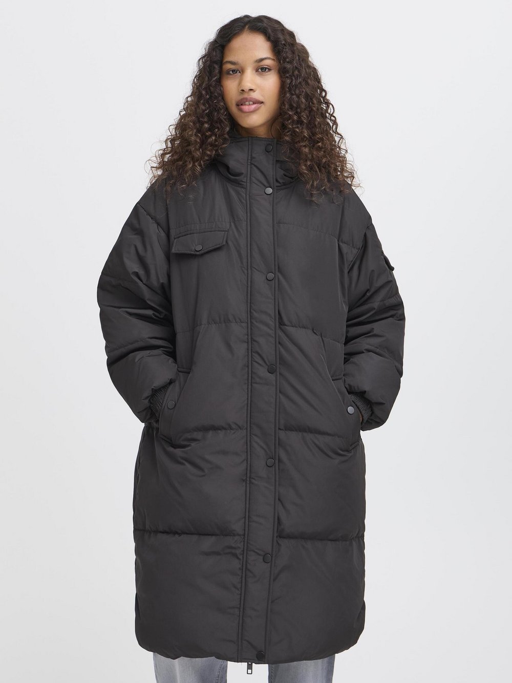 Ichi Mantel IHBUNALA Damen schwarz strukturiert, L