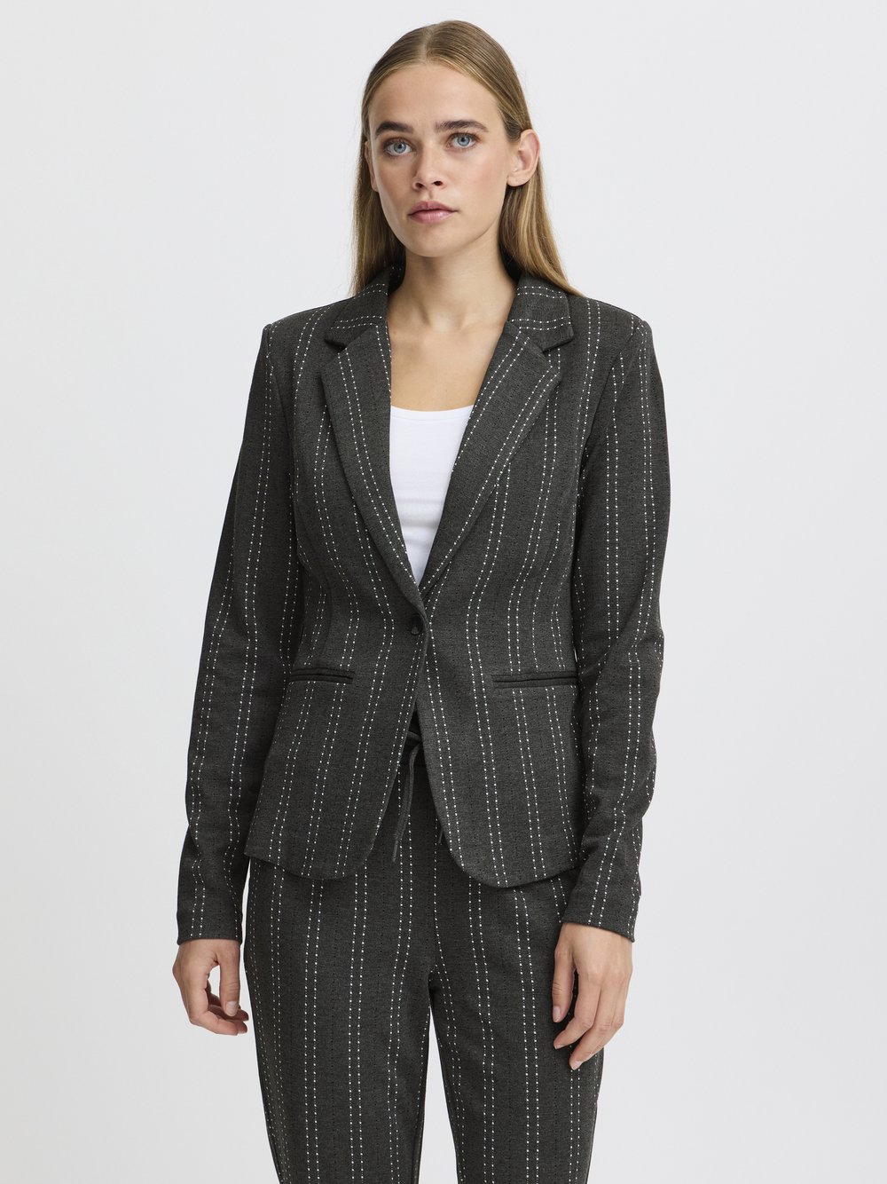 Thumbnail - Ichi Blazer IHRUTI Damen Viskose grau gestreift, M