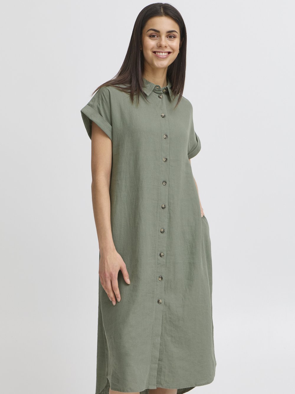 fransa Kleid FRMALLIA Damen Leinen grün, M