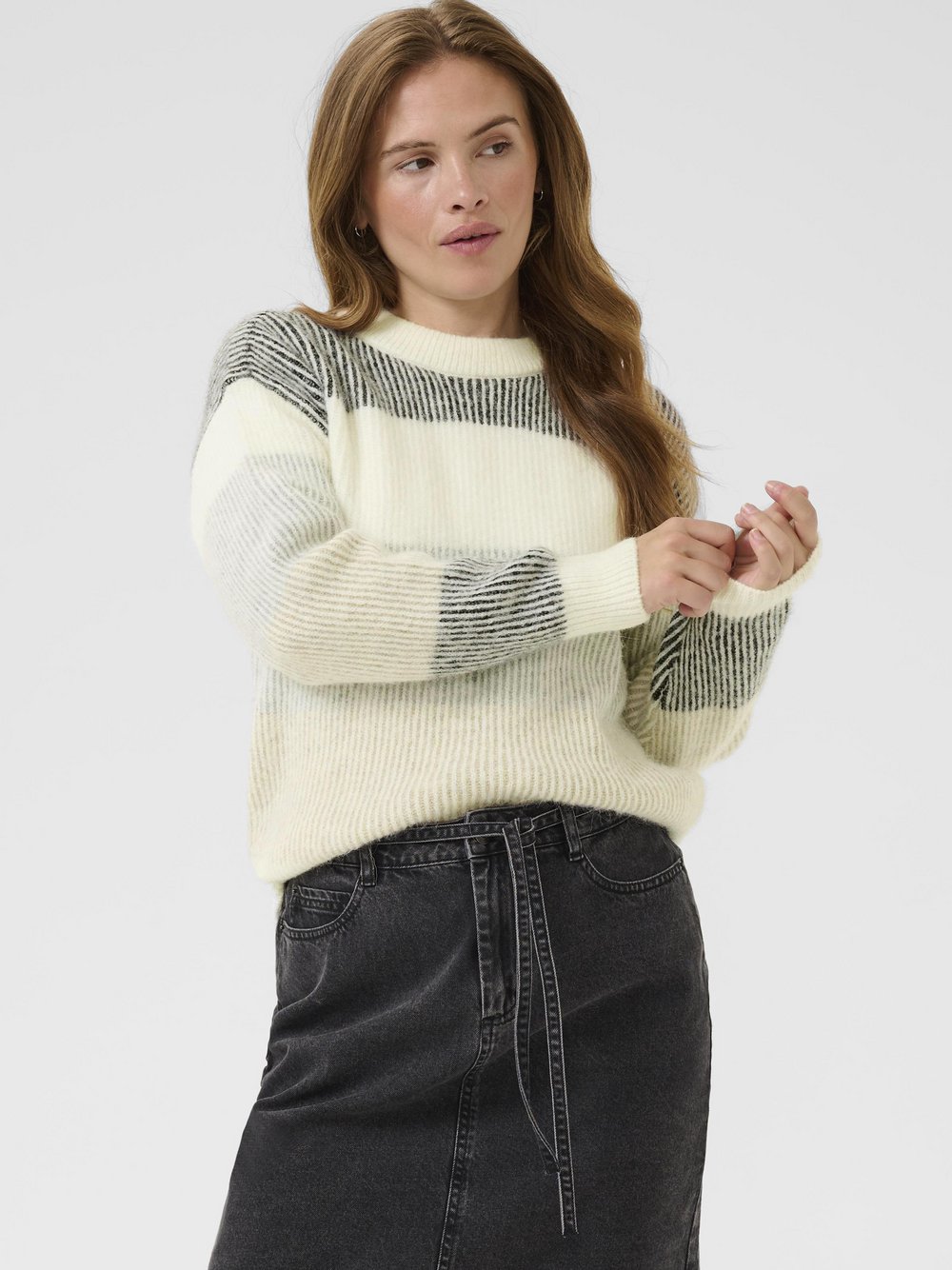 Kaffe Strickpullover KAneve Damen mehrfarbig gestreift, M