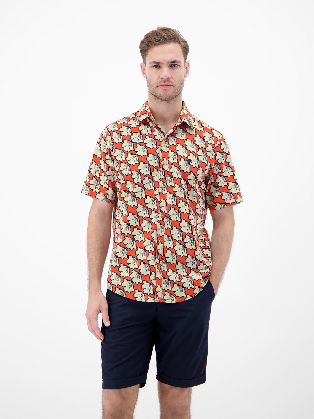 LERROS Kurzarmhemd Herren Regular Fit Baumwolle rot bedruckt, L